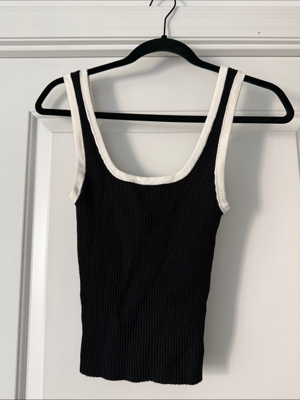 H&M Black Ribbed Tank with White Trim